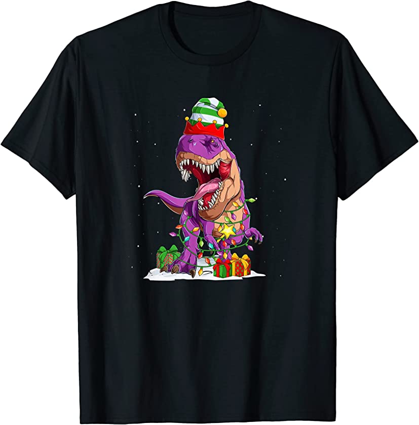 Christmas T-Rex Boys Kids Dinosaur Christmas T-Shirt