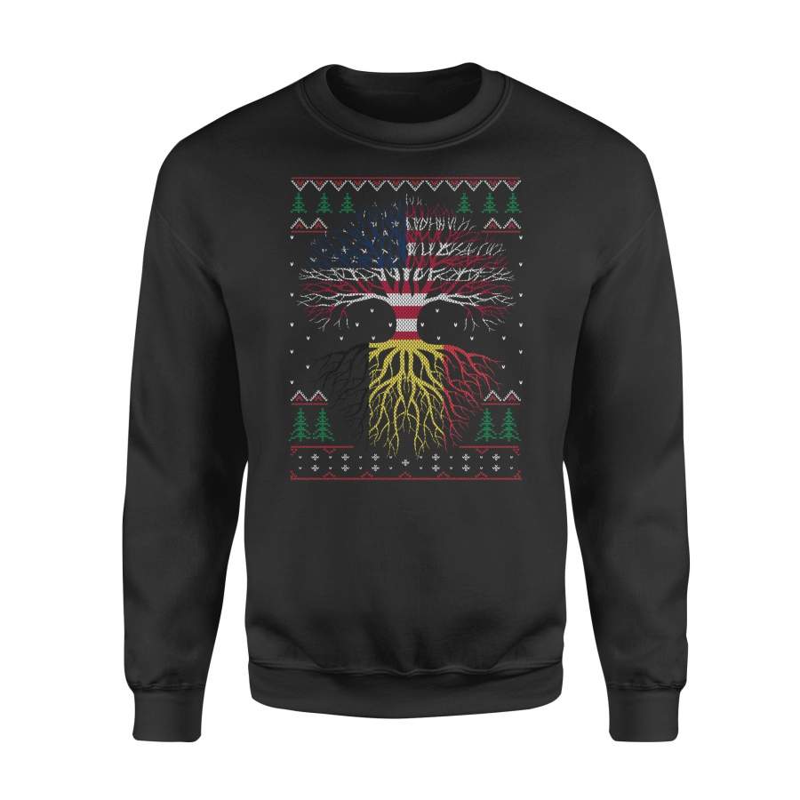 YOLOstuff Belgian Roots American US Grown Flag Ugly Christmas – Standard Fleece Sweatshirt