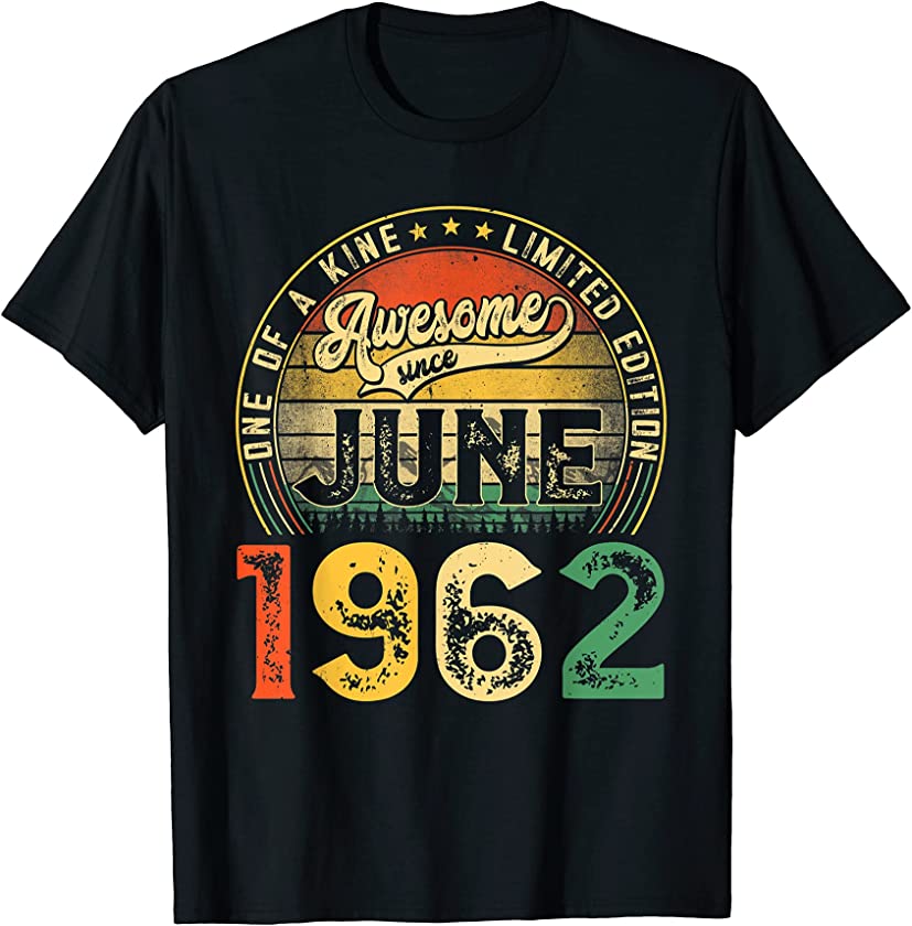 Vintage June 1962 59th Birthday Decorations Funny Men Women T-Shirt