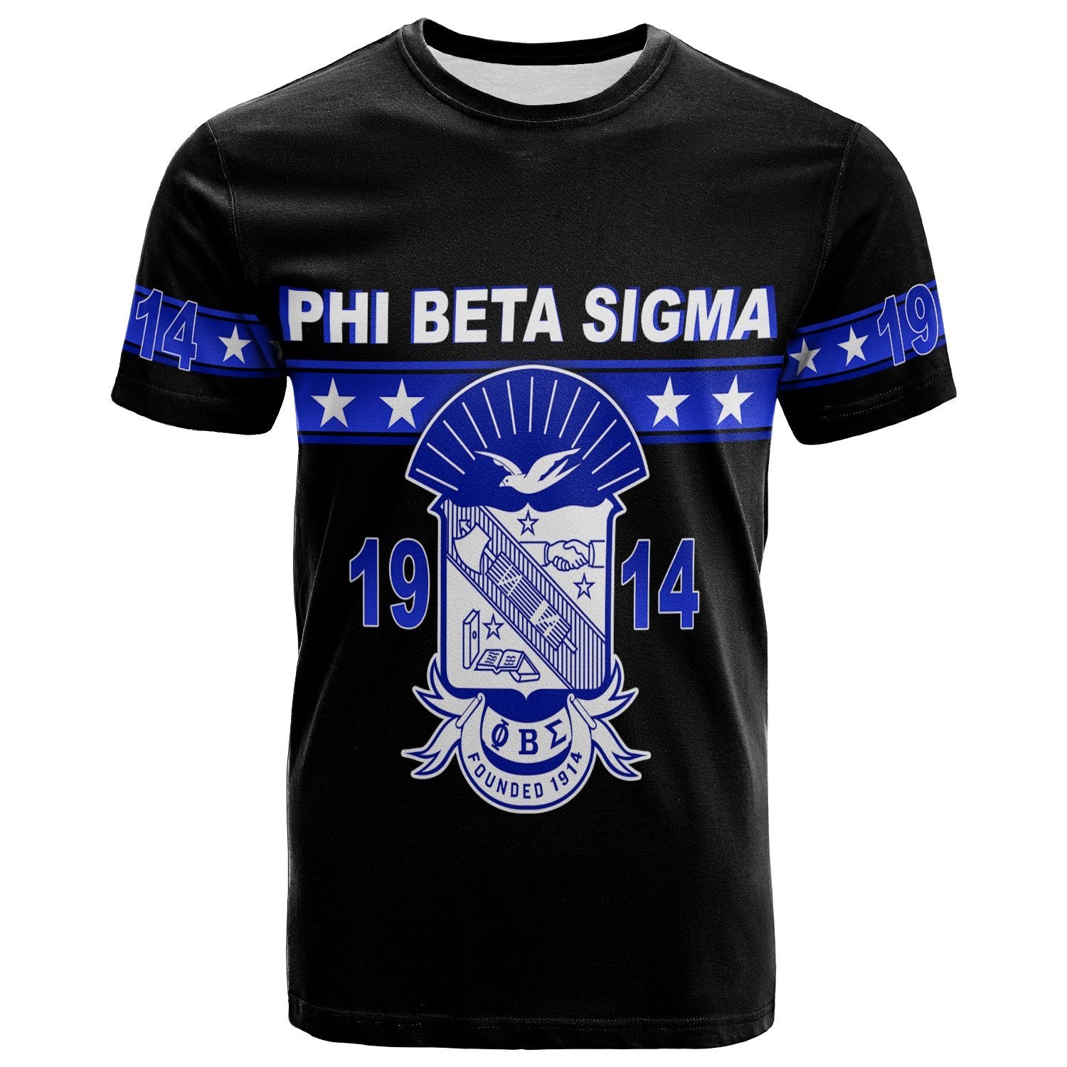 Phi Beta Sigma T-Shirt Blue Phi Version Black Lt13