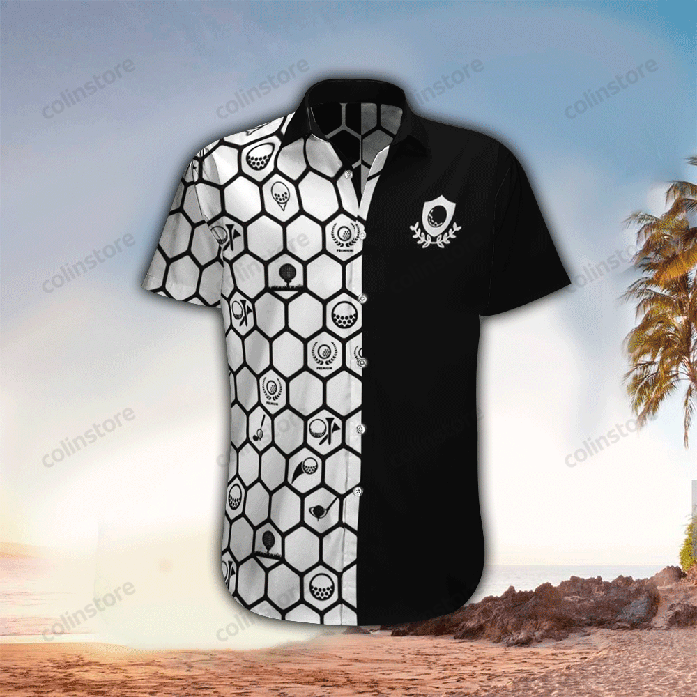 Black And White Golf Hawaii Shirt Aloha Ha40234