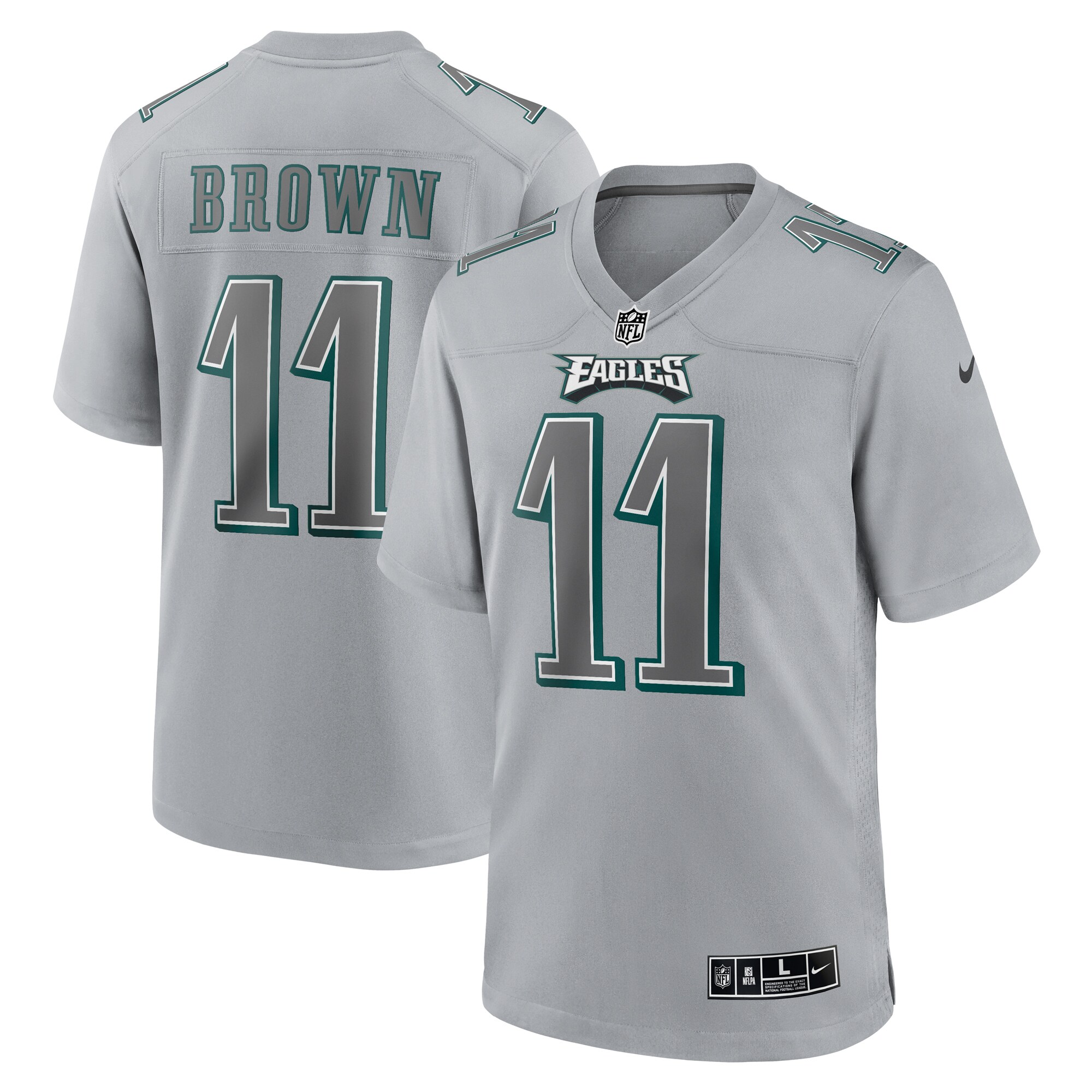 Men’s Philadelphia Eagles A.J. Brown Gray Atmosphere Fashion Game Jersey