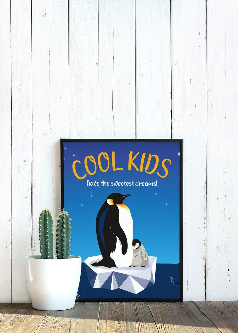 Cute Poster Penguin Cool Kids