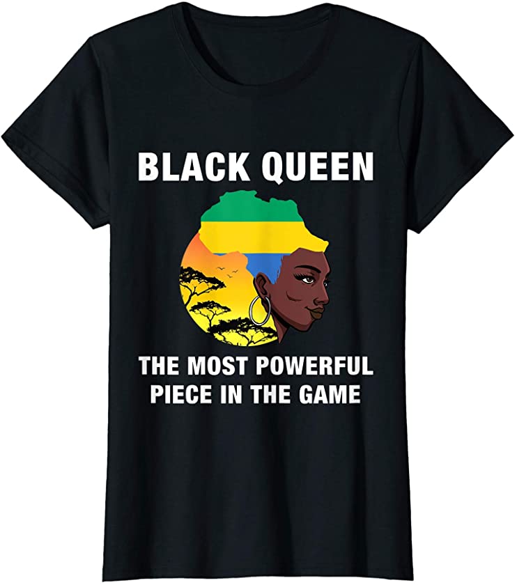 Womens Gabonese Black Queen Black History Month Gabon Flag Africa T-Shirt