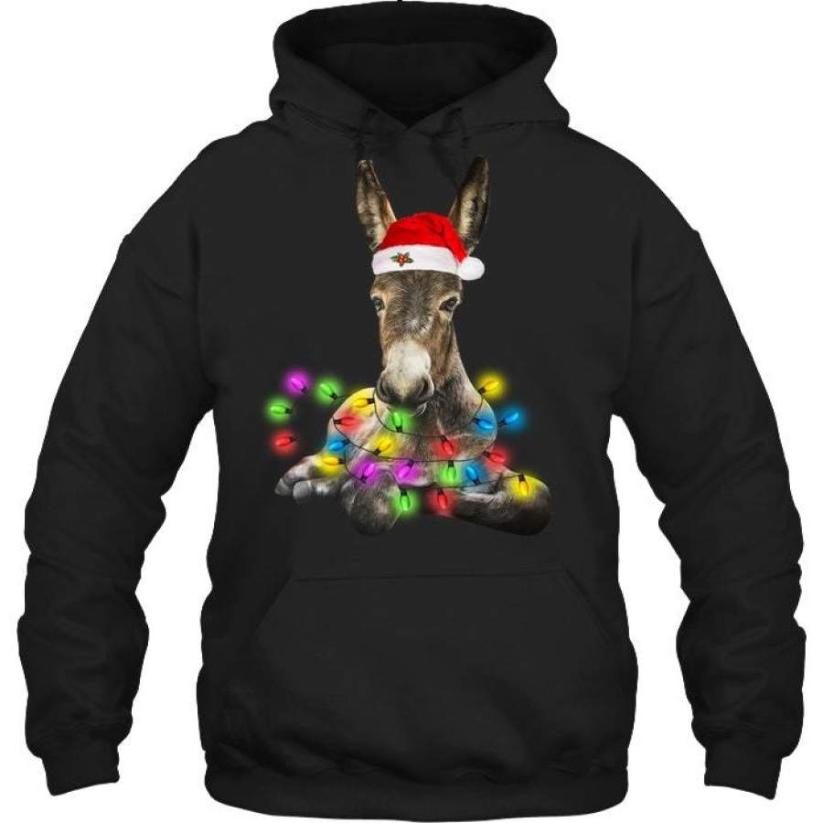 Donkey Merry And Bright Christmas Gift Black Sweatshirt Hoodie