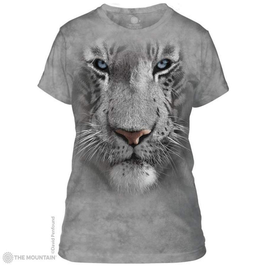 White Tiger Face Womens Tee T-Shirt