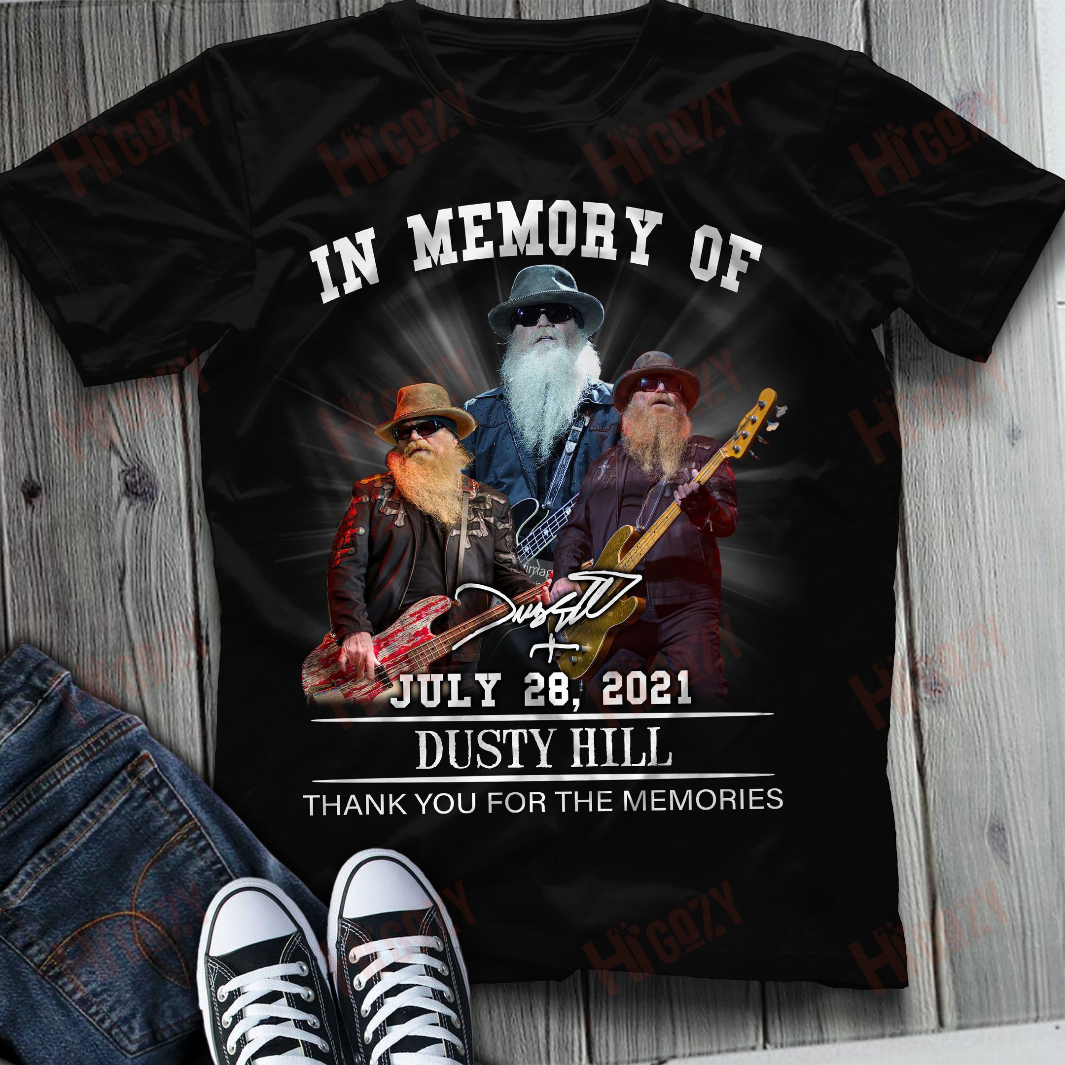 Zz Top T-Shirt, In Memory Of Dusty Hill Zz Top, Dusty Hill Shirt, Dusty Hill Thank You For The Music And Memories T-Shirt