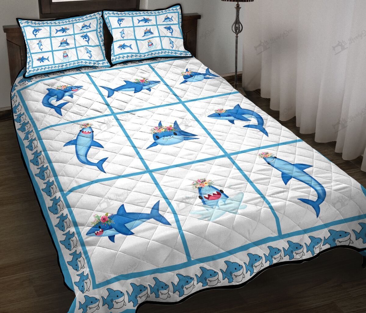 BIE20092201-BIQ20092201 Baby Shark Quilt Bed Set & Quilt Blanket