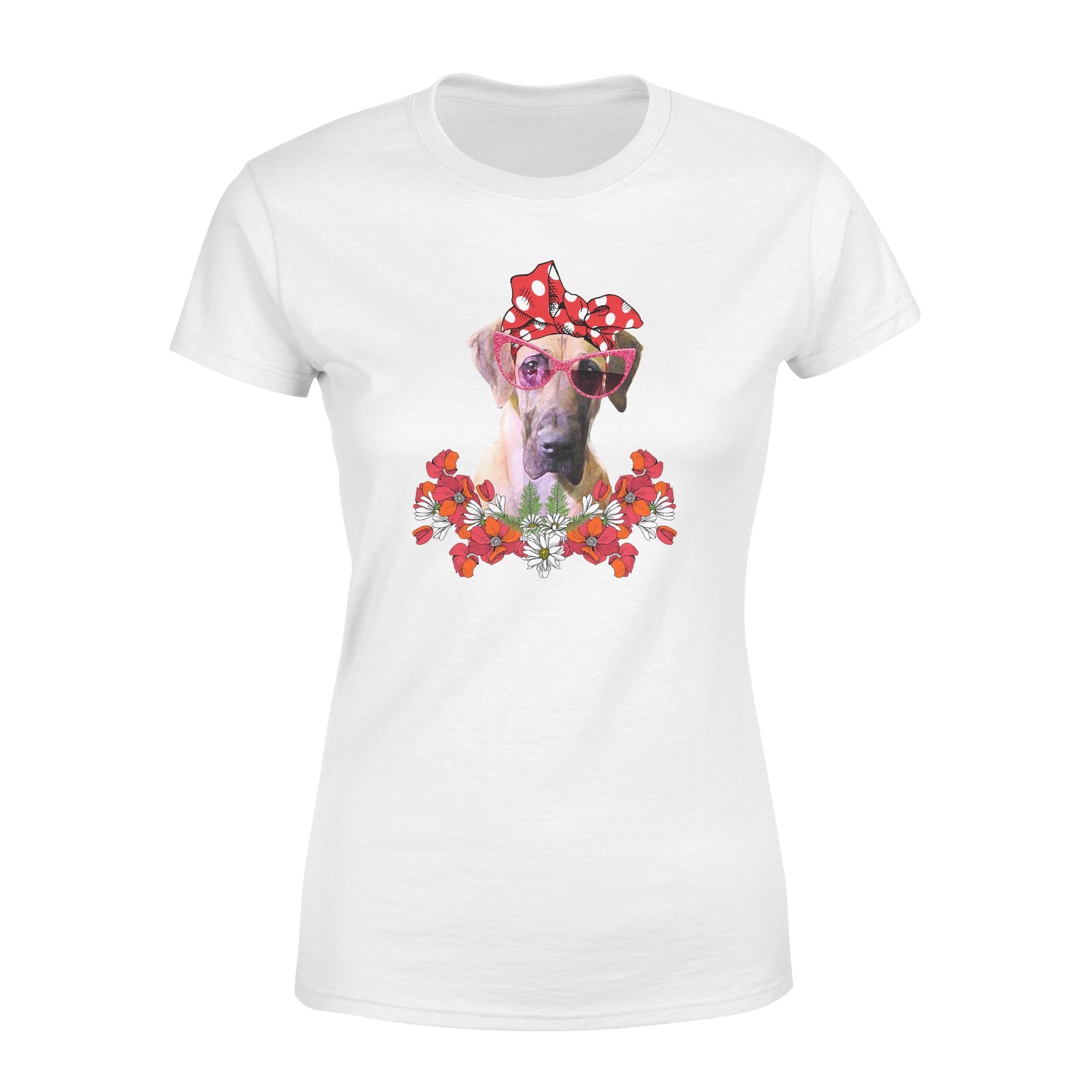 Great Dane Mom Flower Bow – Standard Women’S Tee