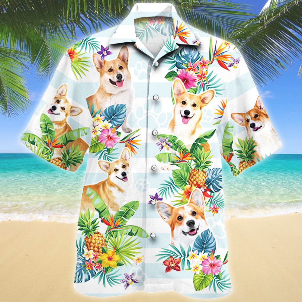 Welsh Corgi Dog Tropical Flower Hawaiian Shirt Ha48352