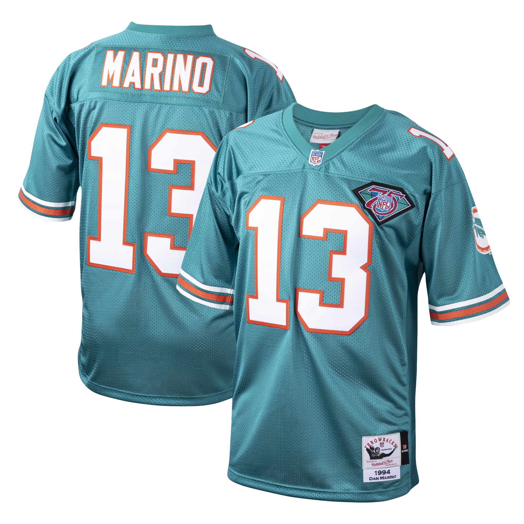 Men’s Miami Dolphins Dan Marino Mitchell & Ness Aqua 2004 Authentic Throwback Retired Player Jersey 2