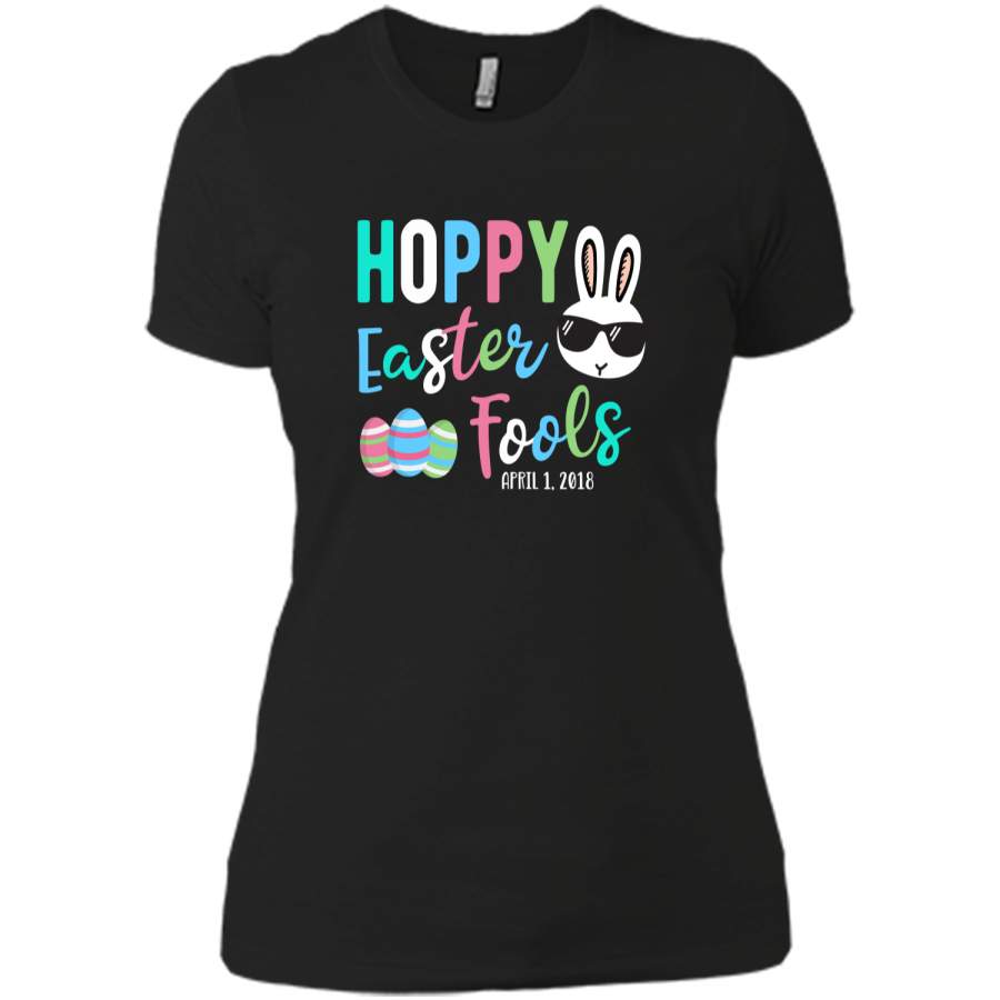 Easter April Fools Day 2018 Shirt – Hoppy Easter Fools Bunny Next Level Ladies Boyfriend Tee