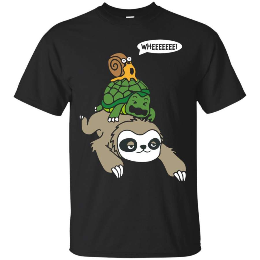 Sloth Turtle Snail Piggyback T Shirt Animal Running Wild Tee