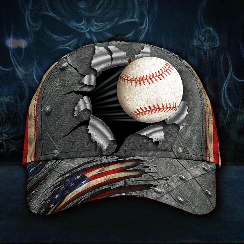 Baseball Ball 3D Hat Print USA Flag Cap Vintage Unique Baseball Gift For Men