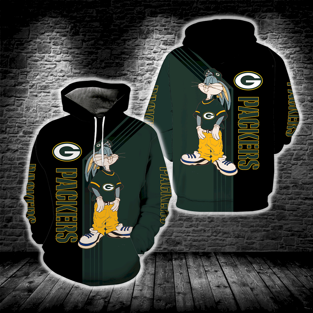 Green Bay Packers Bugs Bunny Full Print S1653 Hoodie Zipper Men Women