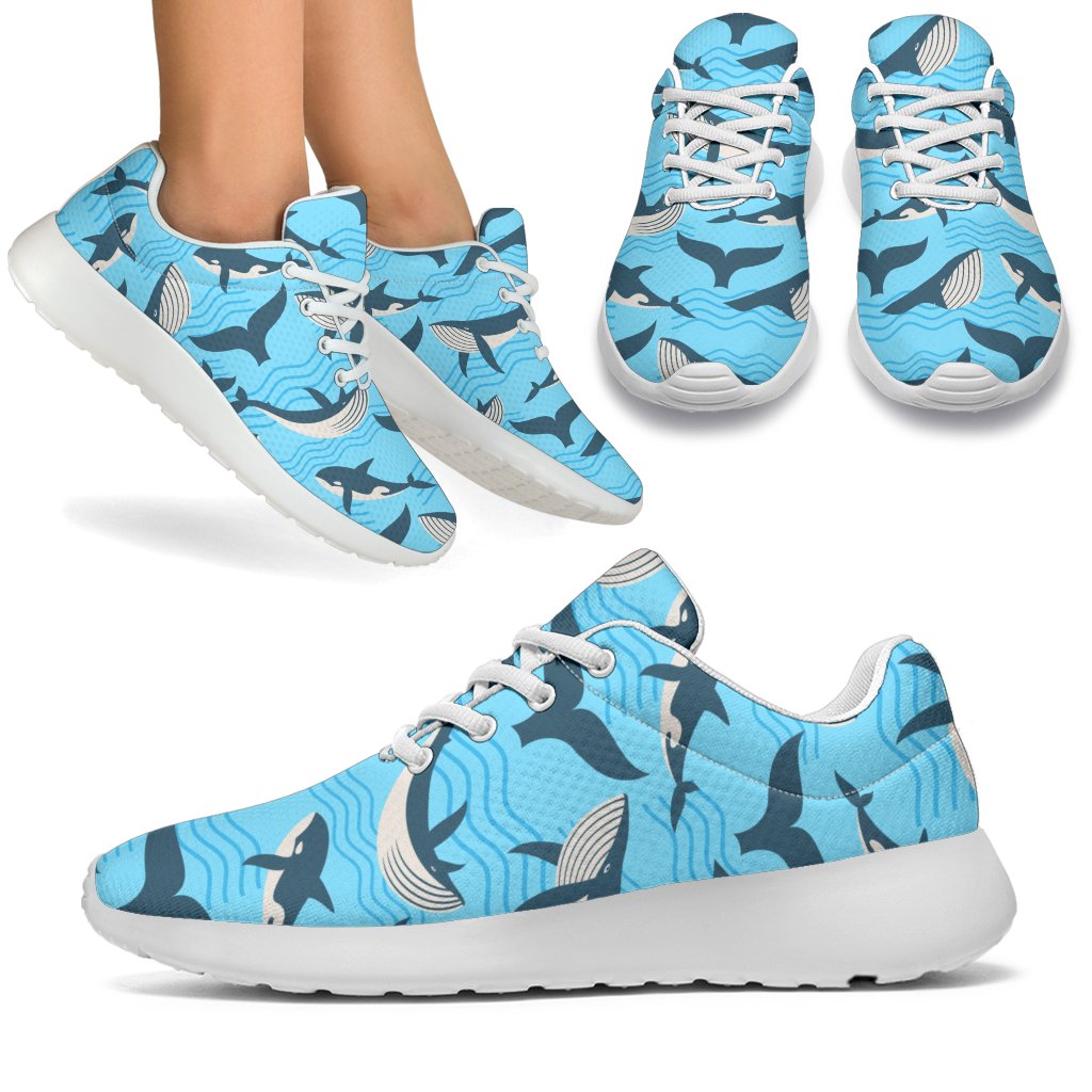 Whale Pattern Design Themed Print Sport Sneakers White