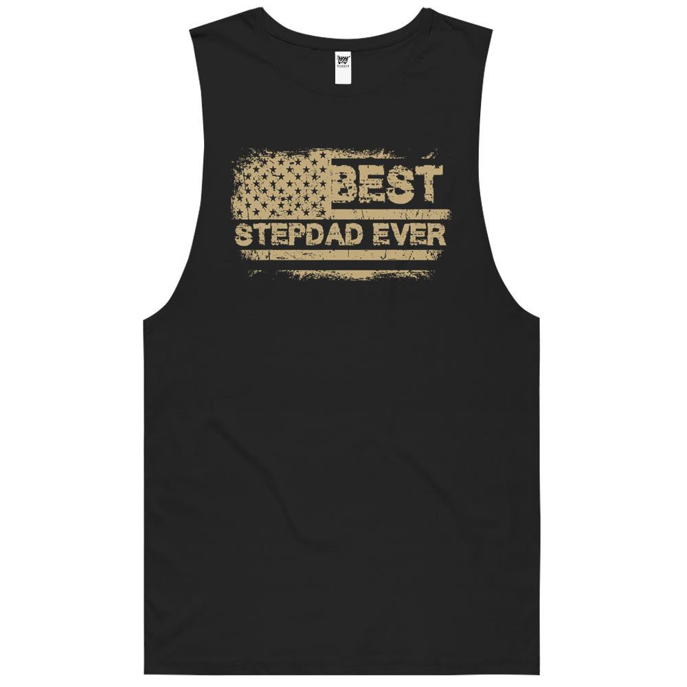 Best Step Dad Ever Vintage American Flag Father Day Tshirt Tank Top