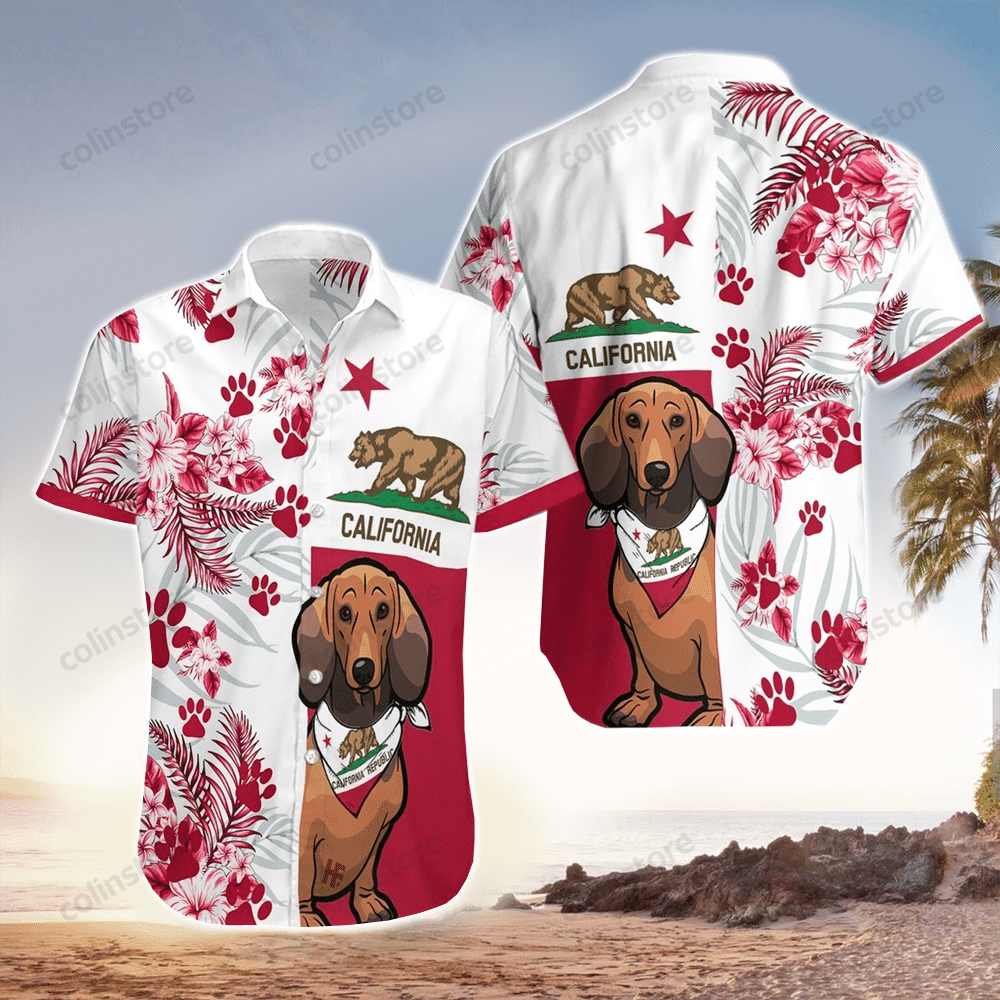 Dachshund California Flag Hawaii Shirt Aloha Ha39714