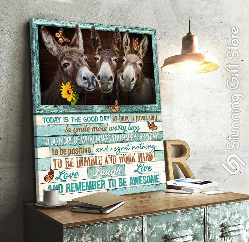 Donkey Canvas Today Is The Good Day Wall Art