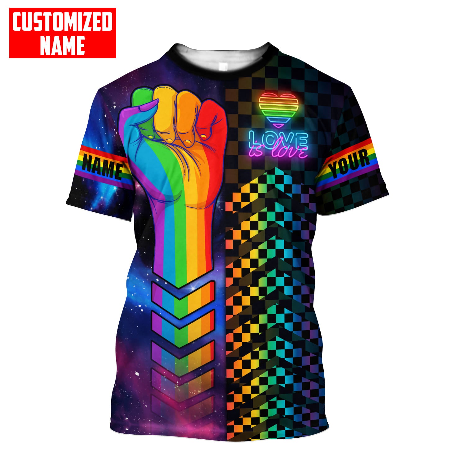 Tmarc Tee Personalized Love Is Love Rainbow Hand Lgbt Pride Unisex Shirts