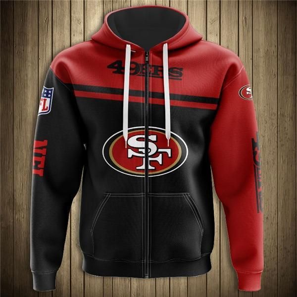 Football Fans Shirt Hoodie San Francisco 49Ers 3D Zipper Hoodie