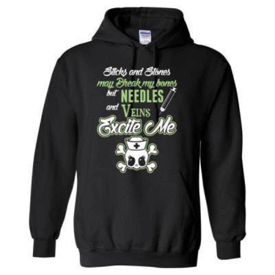 AGR Sticks And Stones May Break My Bones But Needles And Veins Excite Me – Heavy Blend™ Hooded Sweatshirt