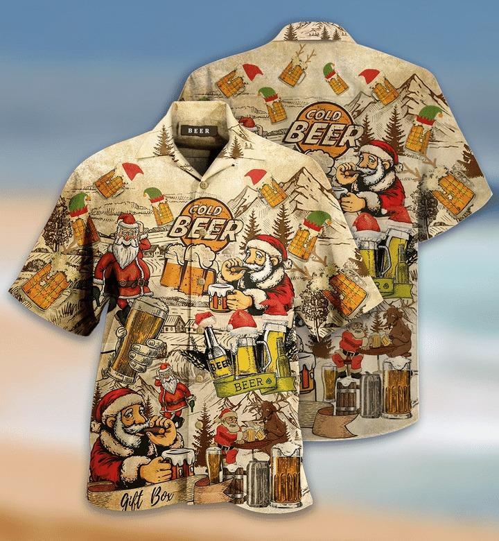 Drinking Beer With Santa Claus Hawaii Shirt Unisex Adult Ha91444