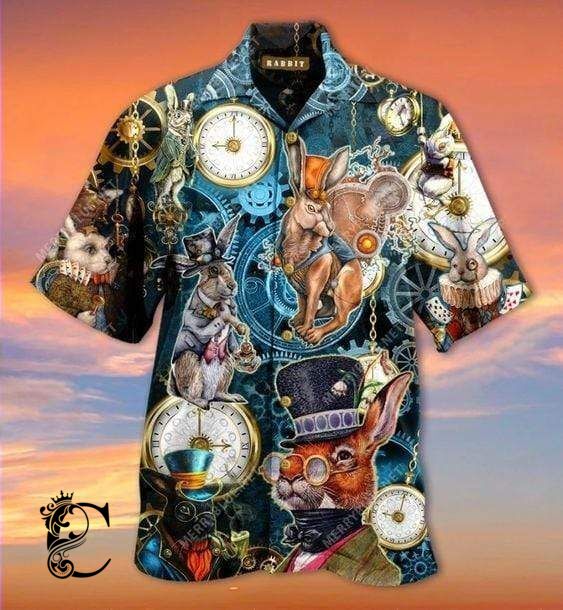 Chillicothemall Easter Steampunk Bunny Hawaiian Shirt