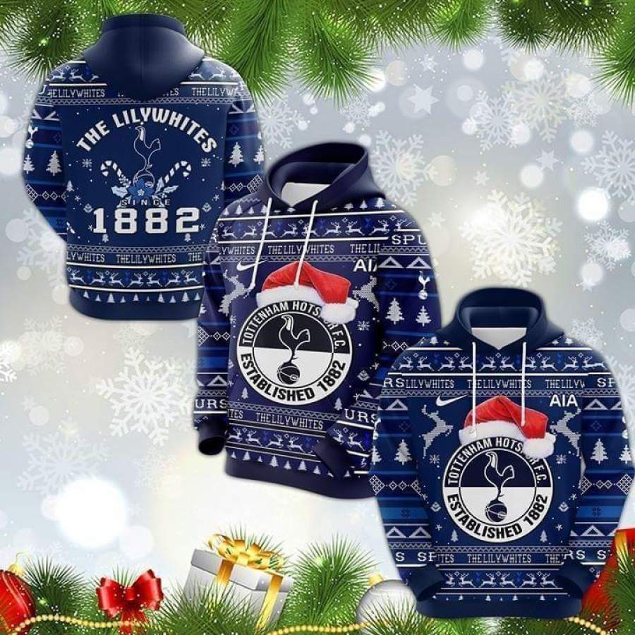 The Lilywhites Since 1882 Tottenham Hotspur Fc Christmas Ugly Christmas Printed Hoodie Unisex 3D All Over Print