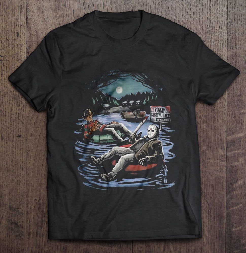 Freddy Krueger Jason Voorhees On Pool Floaties Gift Trending Design Shirt