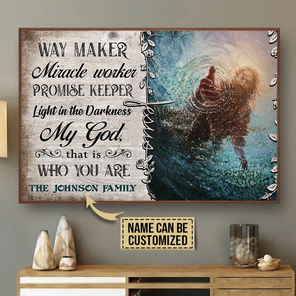 Aeticon Gifts Personalized Jesus Way Maker Miracle Worker Canvas Mom Dad Gift Home Decor