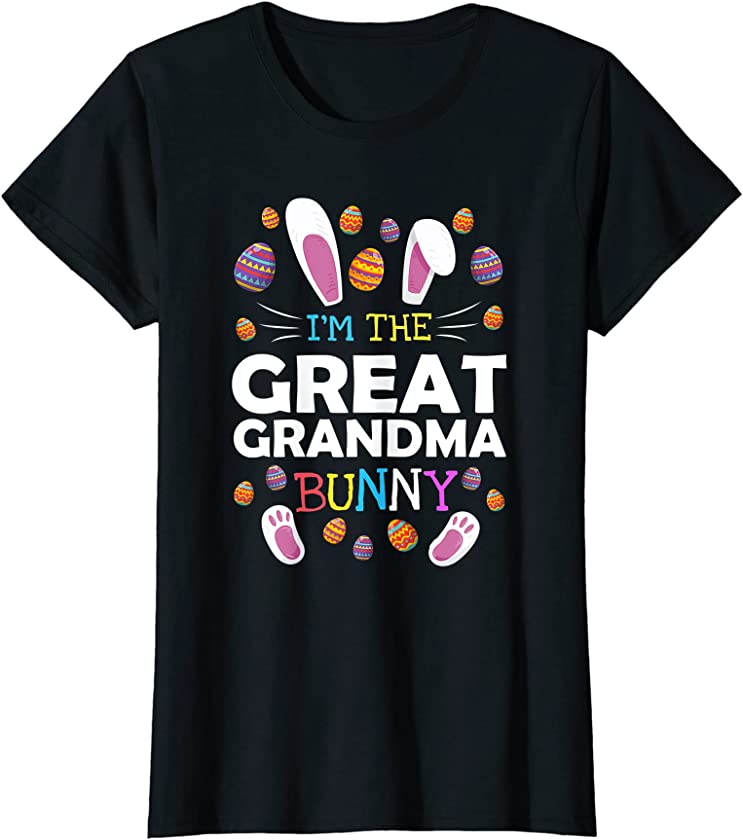 Womens I’m The Great Grandma Bunny Matching Family Easter Costume T-Shirt