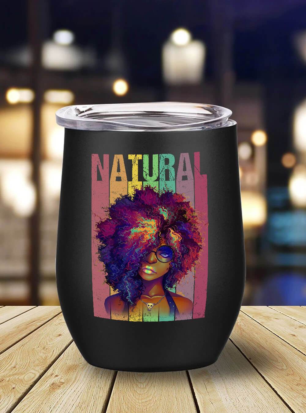 African American Tumbler Natural Afro Girl Stainless Steel Wine Tumbler Mug Black History Month Gift Ideas BPS3951