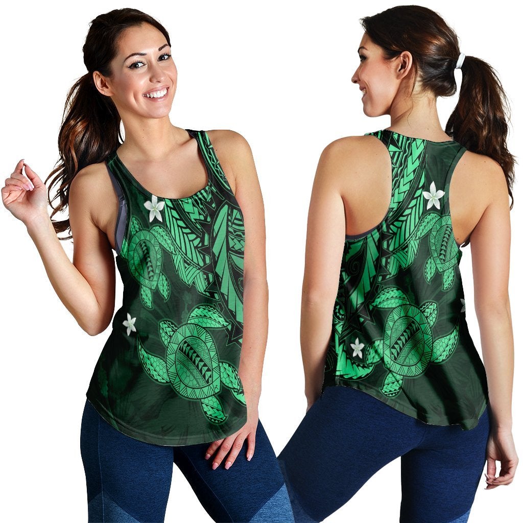 Hawaiian Polynesian Turtle Hibiscus Racerback Tank Green Ha28336