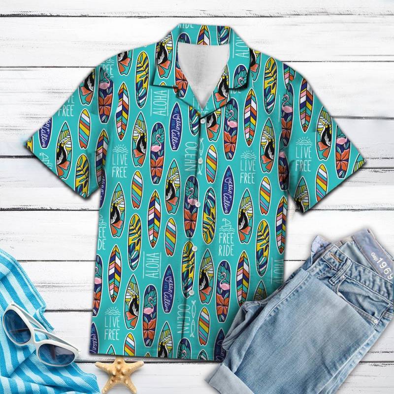 Surfboard Ocean Hawaiian Shirt Ha27659