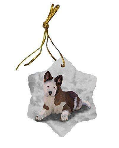 Akita Puppy Dog Christmas Snowflake Ceramic Ornament