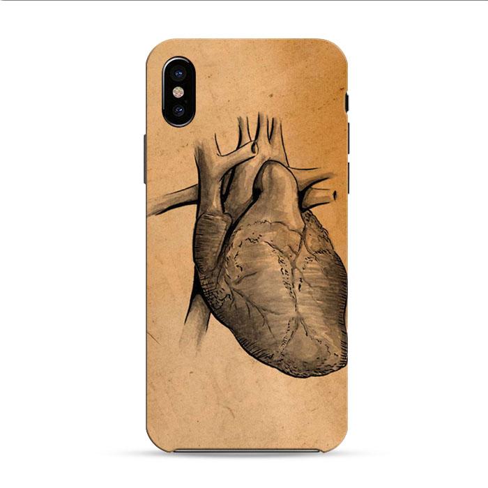 Vintage Heart Medical Illustration iPhone XS 3D Case