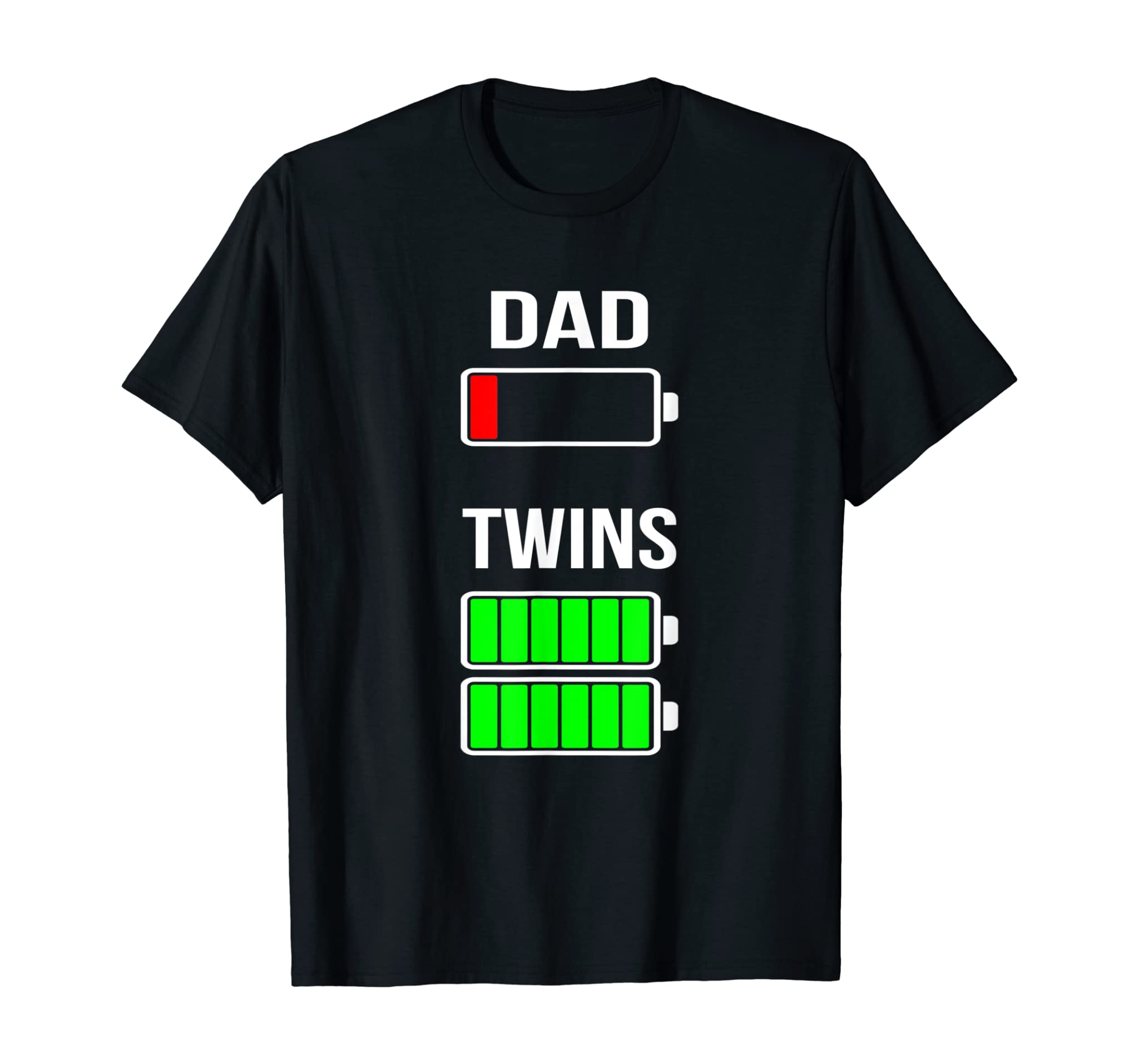 Mens Tired Dad Low battery Twins Full Charge funny gift T Shirt