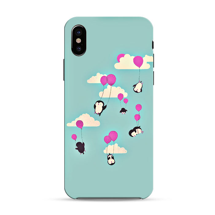 Cute Penguines And Baloons iPhone X 3D Case