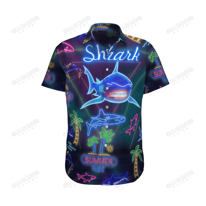 Summer Time With Neon Shark Hawaiian Shirt Tv057199