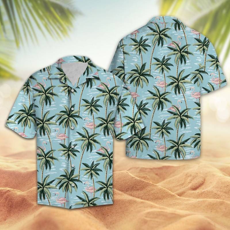 Tropical Vintage Pink Flamingo And Palm Trees Hawaiian Shirt Ha78082