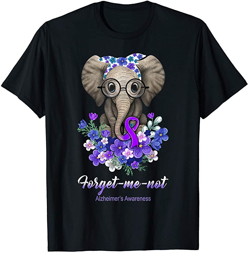 Forget me not Alzheimer’s Awareness Elephant Flower T-Shirt