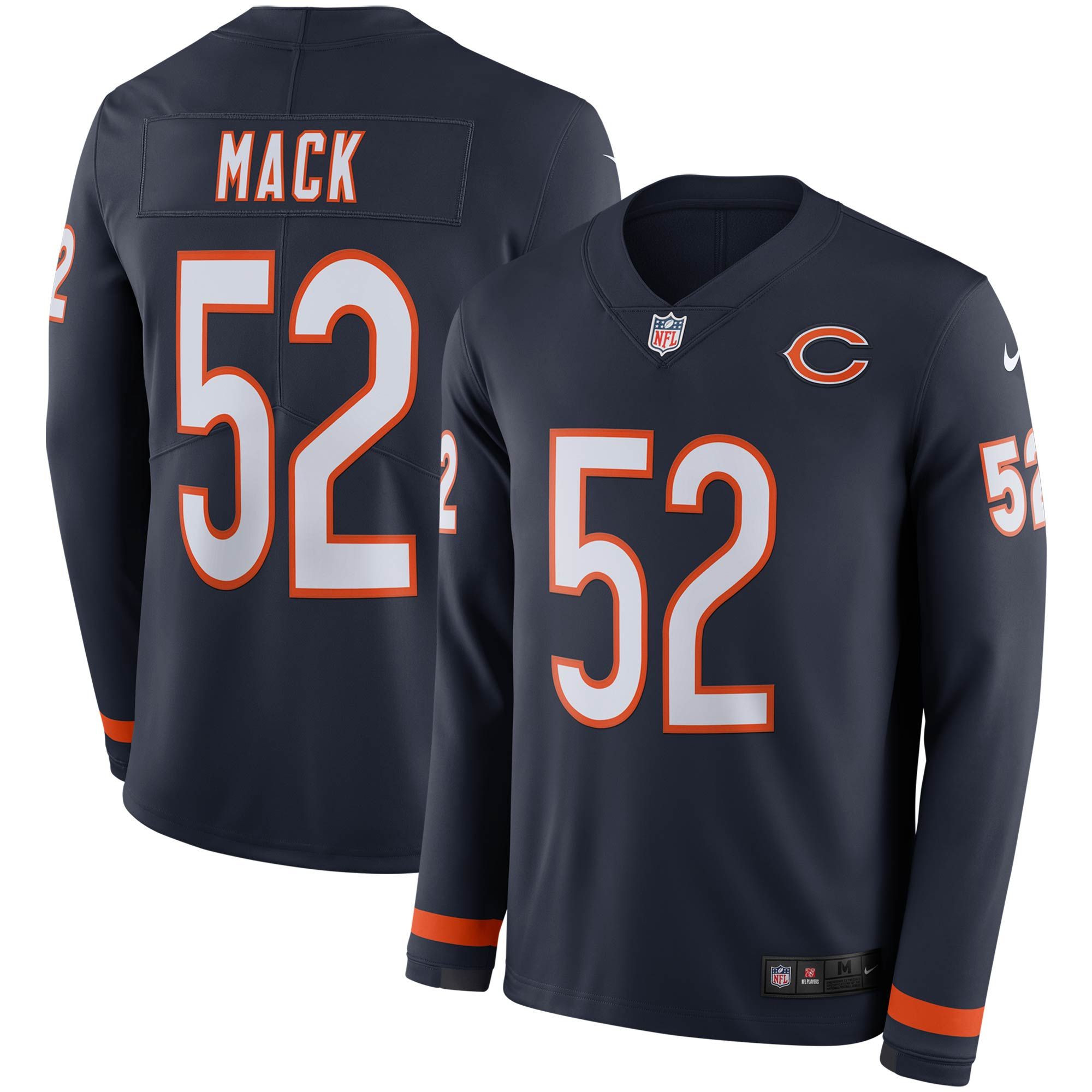 Best Jersey Khalil Mack Chicago Bears Navy Therma Long Sleeve Player Jersey