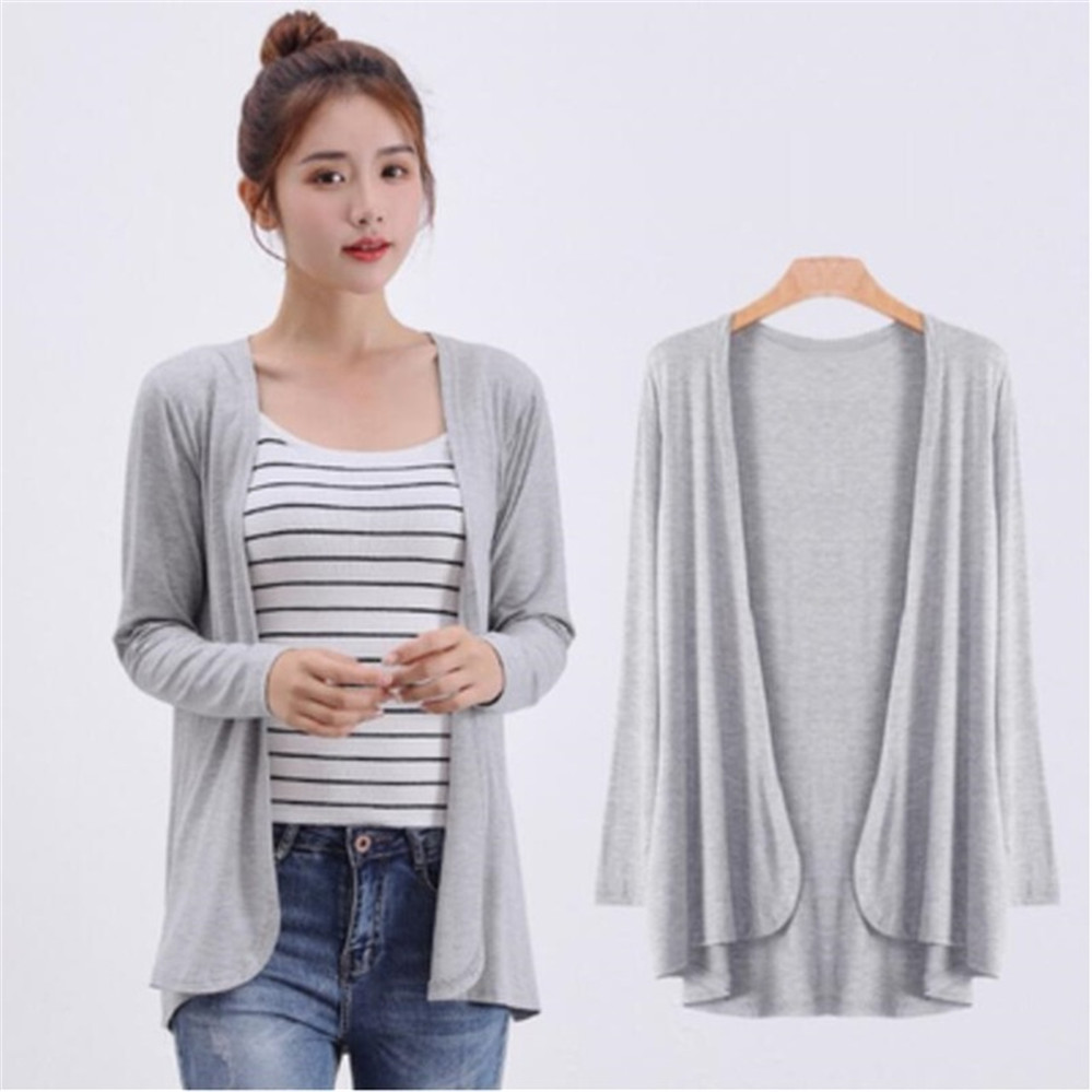 2021 Summer Autumn Korean Women Modal Cardigan Ladies Shawl Female Cotton Sweater Cardigans Long Sleeve Women Casual Thin Coats alx