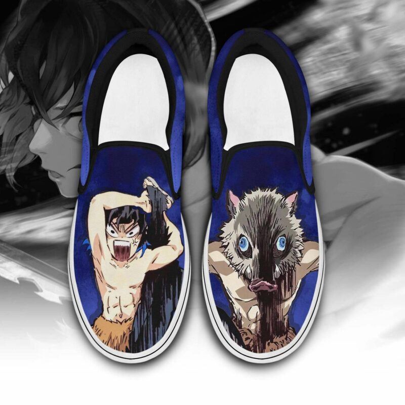 Inosuke Slip On Shoes Custom Demon Slayer Anime Shoes Slip On Shoes Shirttrend