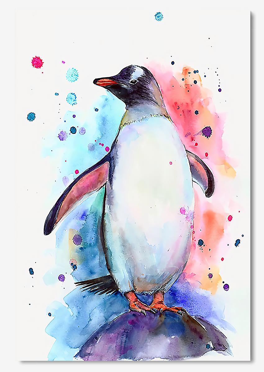 Watercolor Penguin Animal Wall Art For Penguin Lover Kid Room Decor Poster