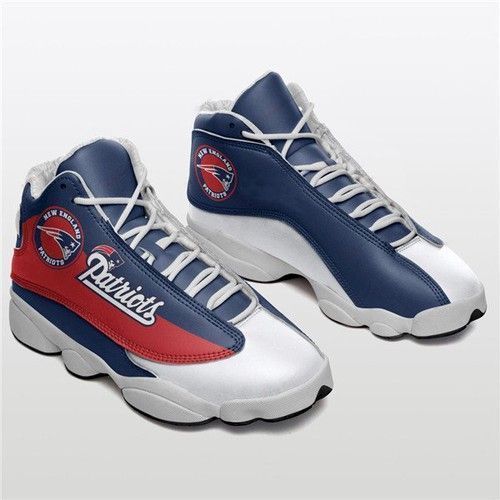 Women New England Patriots Air Jordan 13 High Top Leather Sneakers 002