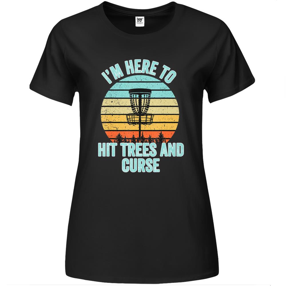 Disc Golf Shirt Funny Hit Trees And Curse Retro Disc Golf Gi Premium Womens T Shirts