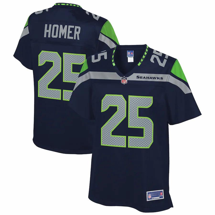 Travis Homer Seattle Seahawks NFL Pro Line Womens Team Player Jersey – College Navy