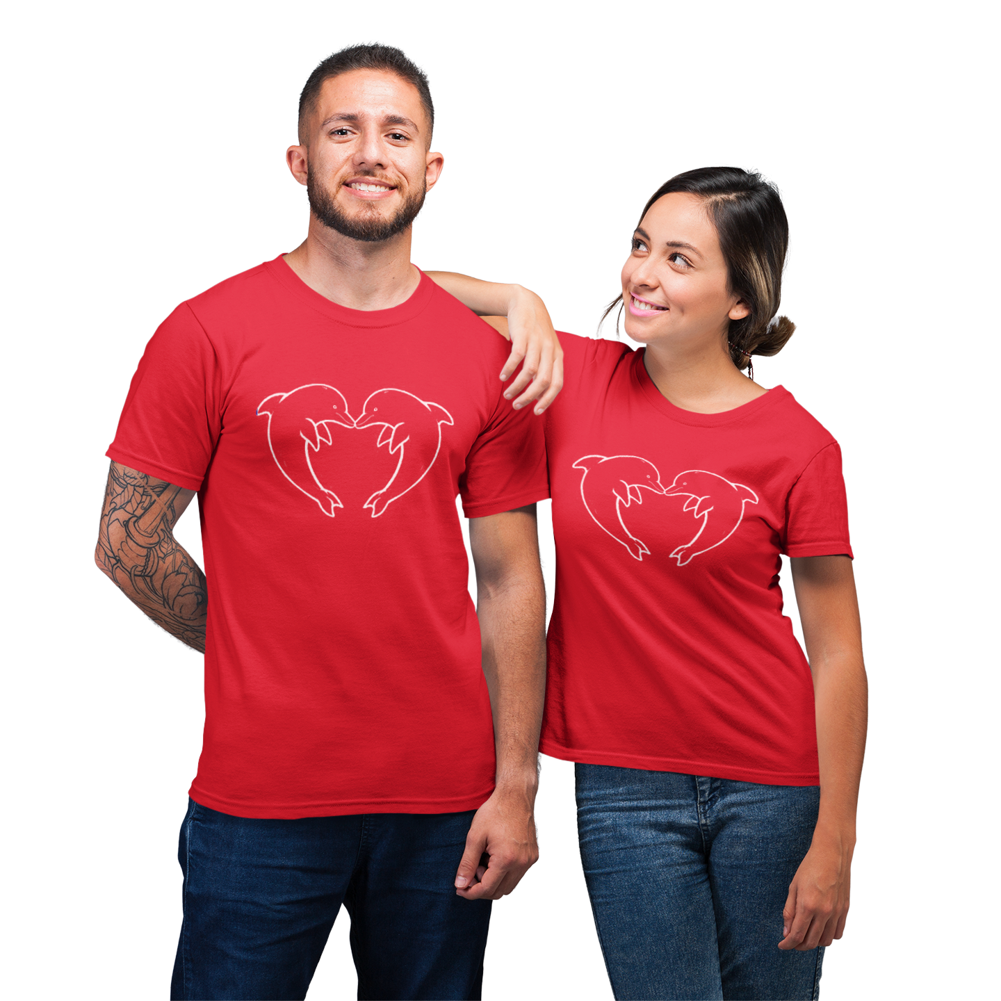 Dolphin Heart Lover Shirt For Couples Matching T-shirt